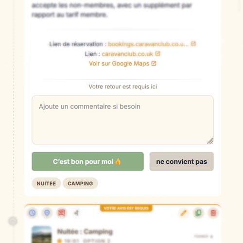 validation et retours clients par étape